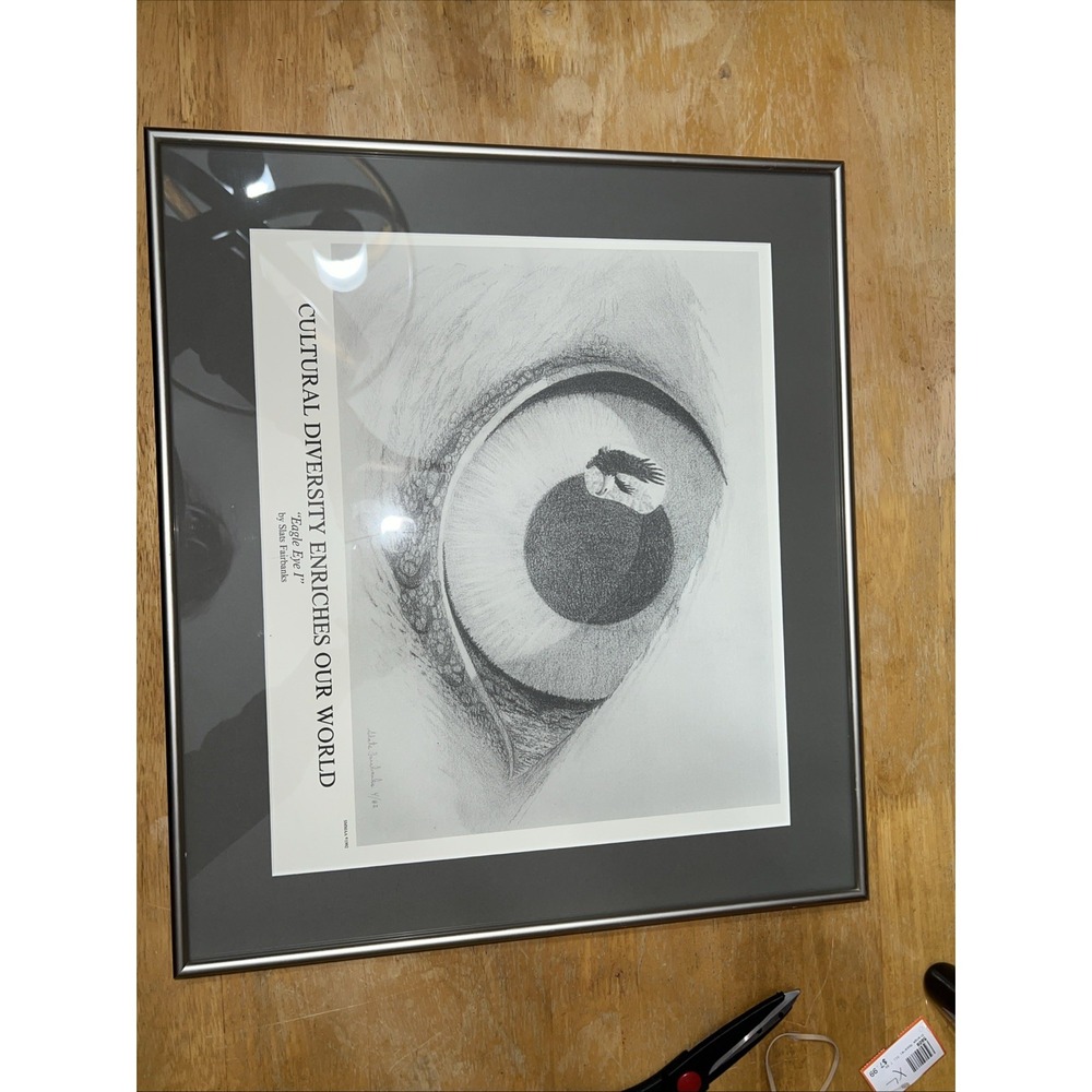 Slats Fairbanks "Eagle Eye I" Cultural Diversity Enriches Our World Pencil Drawn